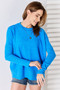 Zenana Ribbed Trim Round Neck Long Sleeve Top
