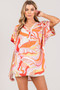 SAGE + FIG Abstract Print Half Button Blouse
