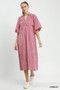 Umgee Puff Sleeve Plaid Midi Dress