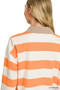 Zenana Striped Contrast Collar Polo Top