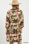 Umgee Mix Floral Contrast Trim Shift Mini Dress