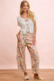 BiBi Washed Floral Printed Twill Barrel Pants
