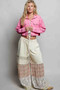 POL Eyelet Textured Cotton Cropped Button-Front Jacket