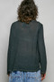 POL Contrast Stitch V-Neck Lightweight Knit Long Sleeve Top