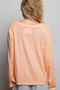 POL Contrast Stitch V-Neck Lightweight Knit Long Sleeve Top