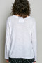 POL Contrast Hand-Stitch V-Neck Lightweight Knit Long Sleeve Top