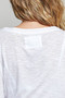 POL Contrast Hand-Stitch V-Neck Lightweight Knit Long Sleeve Top