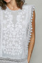 POL Allover Botanical Embroidered Scalloped Lace Sleeveless Top