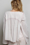 POL Embroidered Gathered Shoulder Long Sleeve Shirt