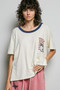 POL American Flag Color Block Side Slit Cotton Top