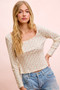BiBi Floral Printed Spandex Jersey Long Sleeve Top