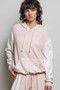 POL Mixed Knit Contrast Print Sleeve Hoodie with Kangaroo Pocket