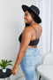 Zenana Full Size Textured Spaghetti Strap Bralette in Black Plus Size