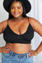 Zenana Full Size Textured Spaghetti Strap Bralette in Black Plus Size