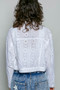 POL Eyelet Textured Cotton Cropped Button Front Jacket