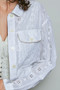 POL Eyelet Textured Cotton Cropped Button Front Jacket