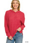 Zenana Brushed Ribbed Hacci Hoodie Pullover