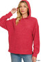 Zenana Brushed Ribbed Hacci Hoodie Pullover