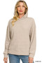 Zenana Brushed Ribbed Hacci Hoodie Pullover
