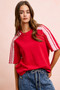 BiBi French Terry Side Lace Detail Short Sleeves Top