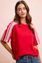 BiBi French Terry Side Lace Detail Short Sleeves Top