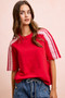 BiBi French Terry Side Lace Detail Short Sleeves Top