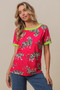 BiBi Big Tiger Print Jersey Contrast Ringer Top
