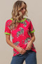 BiBi Big Tiger Print Jersey Contrast Ringer Top