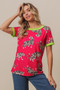 BiBi Big Tiger Print Jersey Contrast Ringer Top