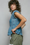 POL Eyelet Embroidery Pintuck Sleeveless Blouse