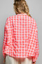 POL Gingham Embroidered Palm Tree Blouse