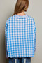 POL Gingham Embroidered Palm Tree Blouse