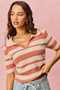 SO ME Stripe Short Sleeve Cropped Sweater