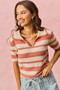 SO ME Stripe Short Sleeve Cropped Sweater