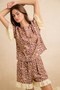 BiBi Leopard and Eyelet Lace Ruffled Top and Shorts Set