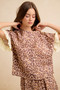 BiBi Leopard and Eyelet Lace Ruffled Top and Shorts Set