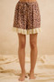 BiBi Leopard and Eyelet Lace Ruffled Top and Shorts Set