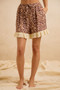 BiBi Leopard and Eyelet Lace Ruffled Top and Shorts Set
