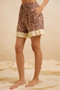 BiBi Leopard and Eyelet Lace Ruffled Top and Shorts Set