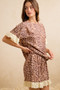 BiBi Leopard and Eyelet Lace Ruffled Top and Shorts Set