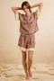 BiBi Leopard and Eyelet Lace Ruffled Top and Shorts Set