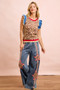 BiBi 4th Of July Leopard Ruffled Detail Knit Top
