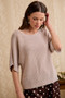 BiBi Short Dolman Sleeves Washed Knit Top
