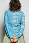 POL Round Neck Long Sleeve Exposed Seam Top with Lace Detail