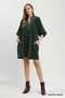 Umgee Corduroy V-Neck Puff Sleeve Shift Dress with Pockets