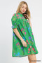 Umgee Multi Flower Print V-Neck Dress