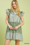 Umgee Mix Patchwork Flutter Sleeve Tiered Dress