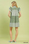 Umgee Mix Patchwork Flutter Sleeve Tiered Dress