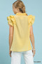 Umgee Textured Ruffle Sleeve V-Neck Blouse