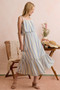 SO ME Stripe Tiered Shoulder Tie Midi Lined Dress
